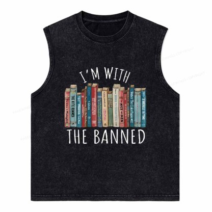 Pagewings I'm With The Banned Unisex Washed Tank Top