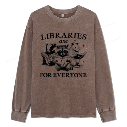 Pagewings Libraries Are For Everyone Unisex Washed Long Sleeve T-shirt