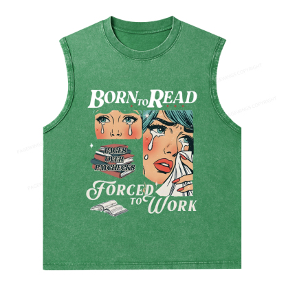 Pagewings Born To Read Bookish Unisex Washed Tank Top