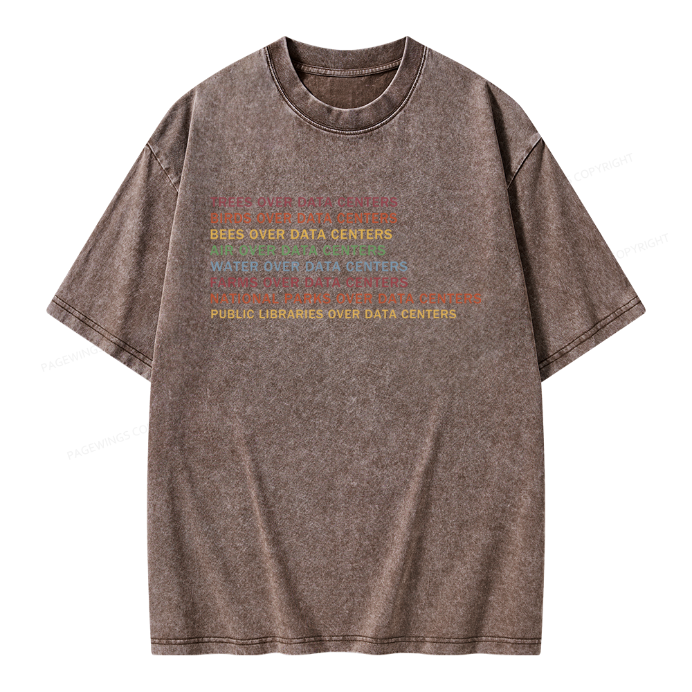 Pagewings Nature Over Data Centers Unisex Washed T-shirt