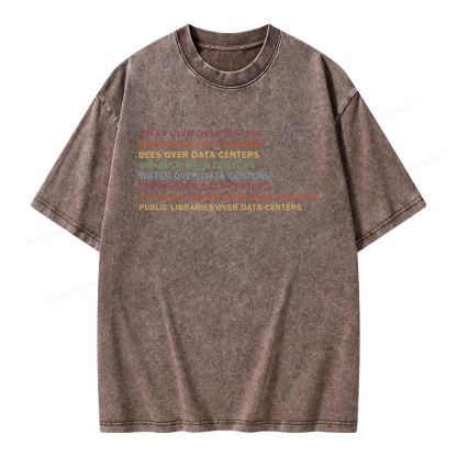 Pagewings Nature Over Data Centers Unisex Washed T-shirt