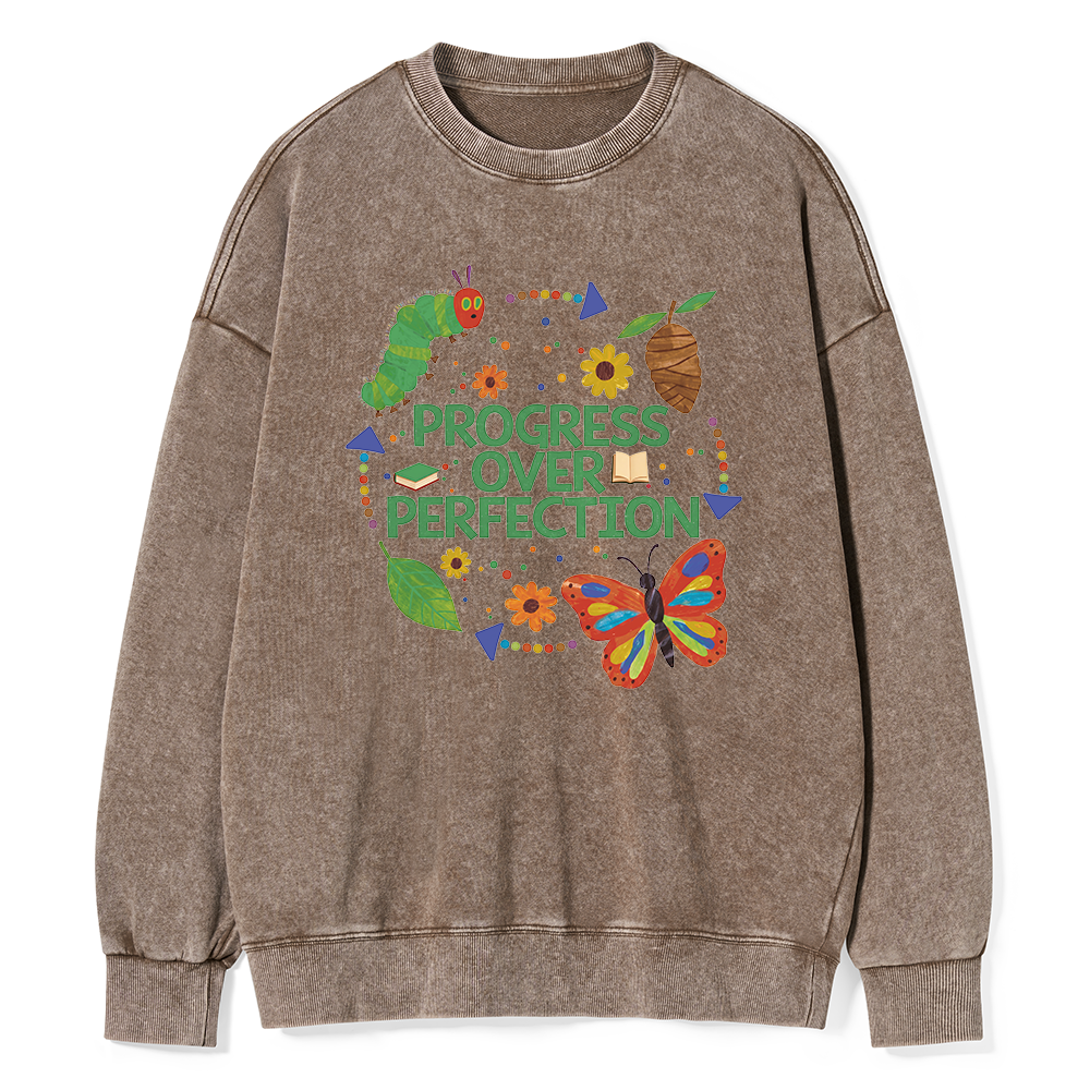 Pagewing Progress Over Perfection Unisex Washed Sweatshirt