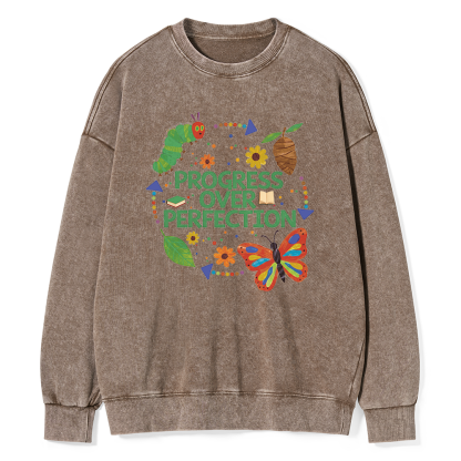 Pagewing Progress Over Perfection Unisex Washed Sweatshirt