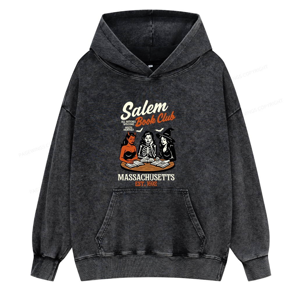 Pagewings Salem Book Club Unisex Washed Hoodie