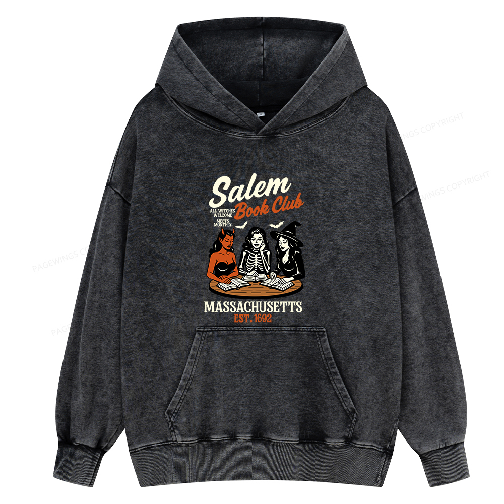 Pagewings Salem Book Club Unisex Washed Hoodie