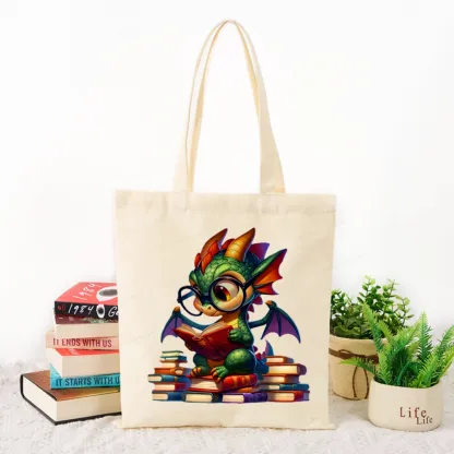 Pagewings Dragon And Books Tote Bag