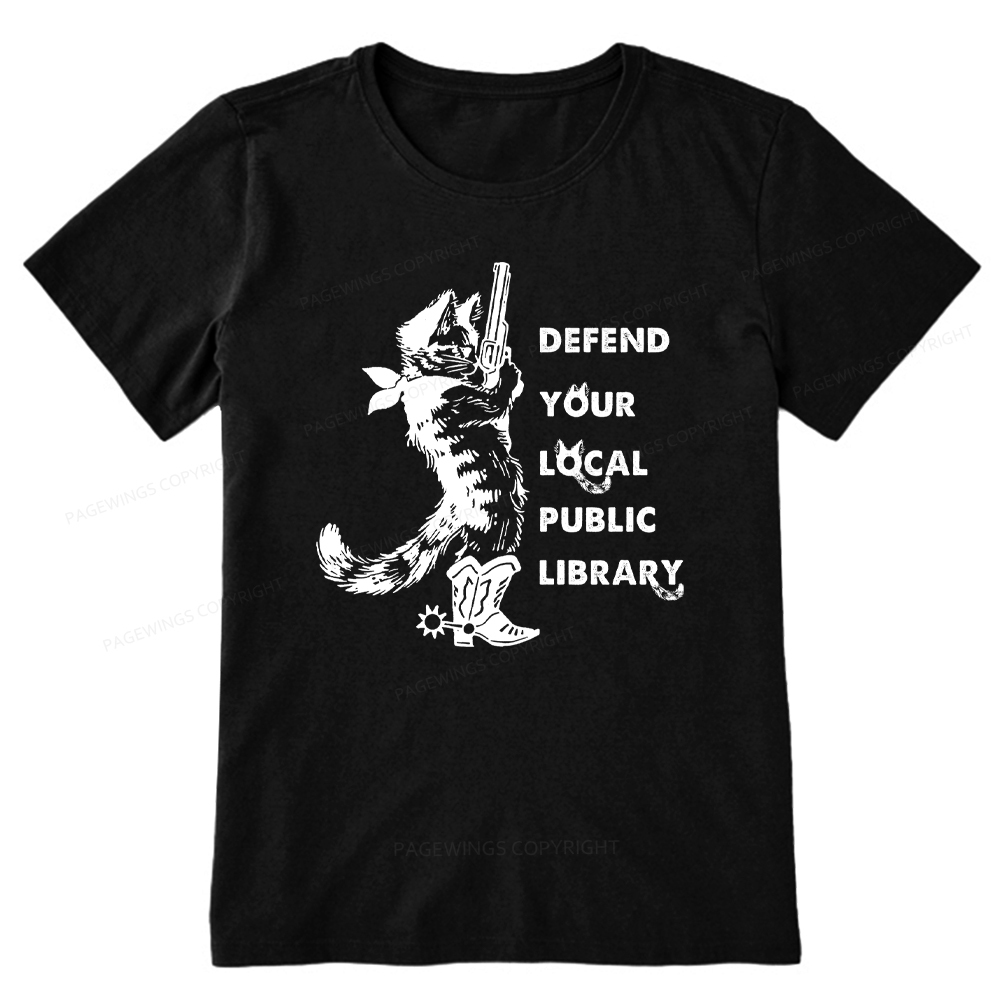 Pagewings Cat Defend Your Local Public Library Unisex Classic T-shirt