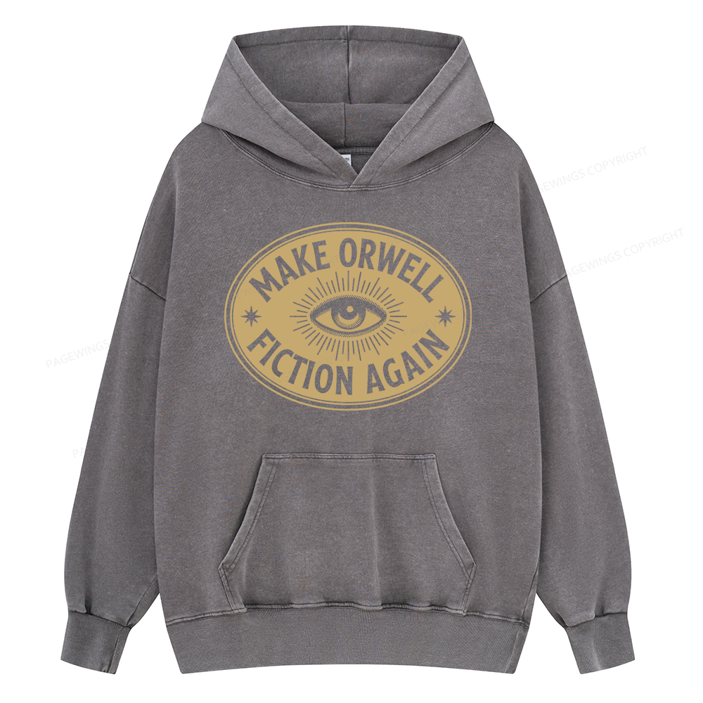 Pagewings Make Orwell Fiction Again Unisex Washed Hoodie