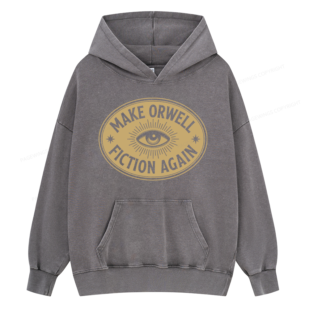 Pagewings Make Orwell Fiction Again Unisex Washed Hoodie