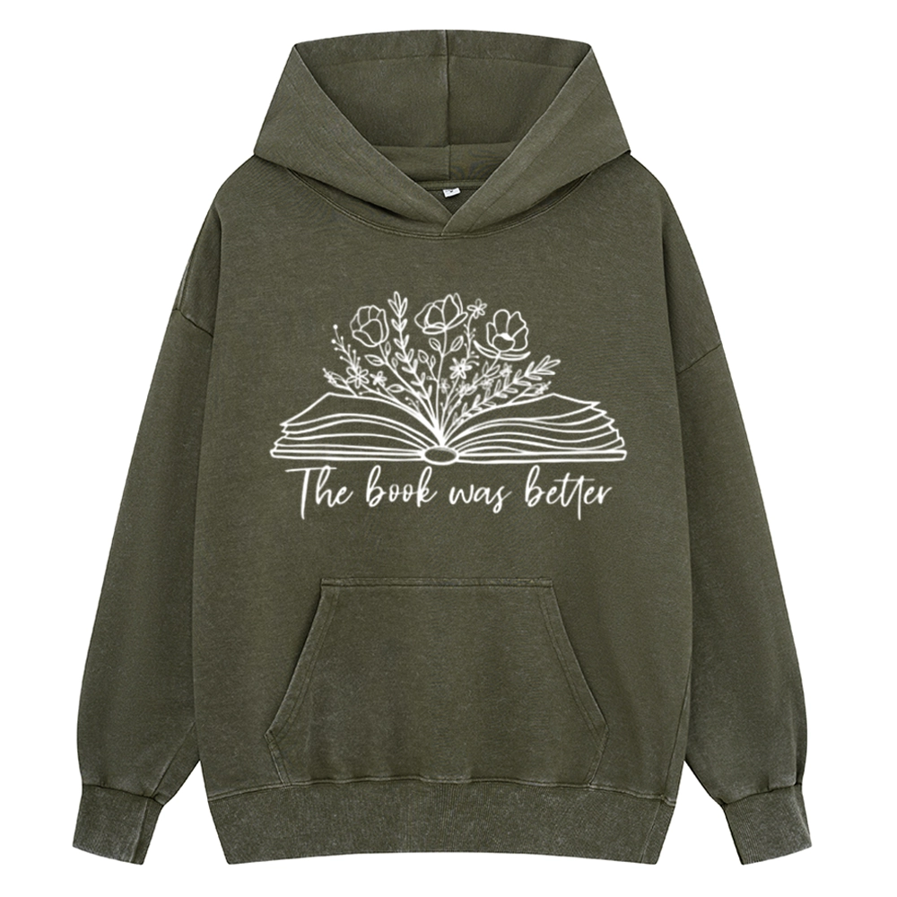 Pagewings Floral The Book Was Better Unisex Washed Hoodie