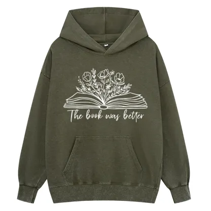 Pagewings Floral The Book Was Better Unisex Washed Hoodie