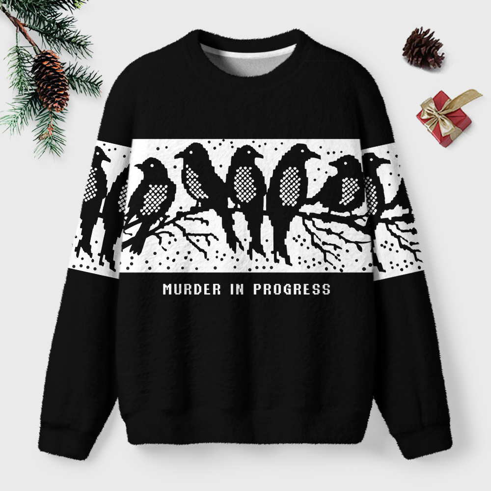 Pagewings Murder In Progress Unisex Ugly Light Knit Sweatshirt