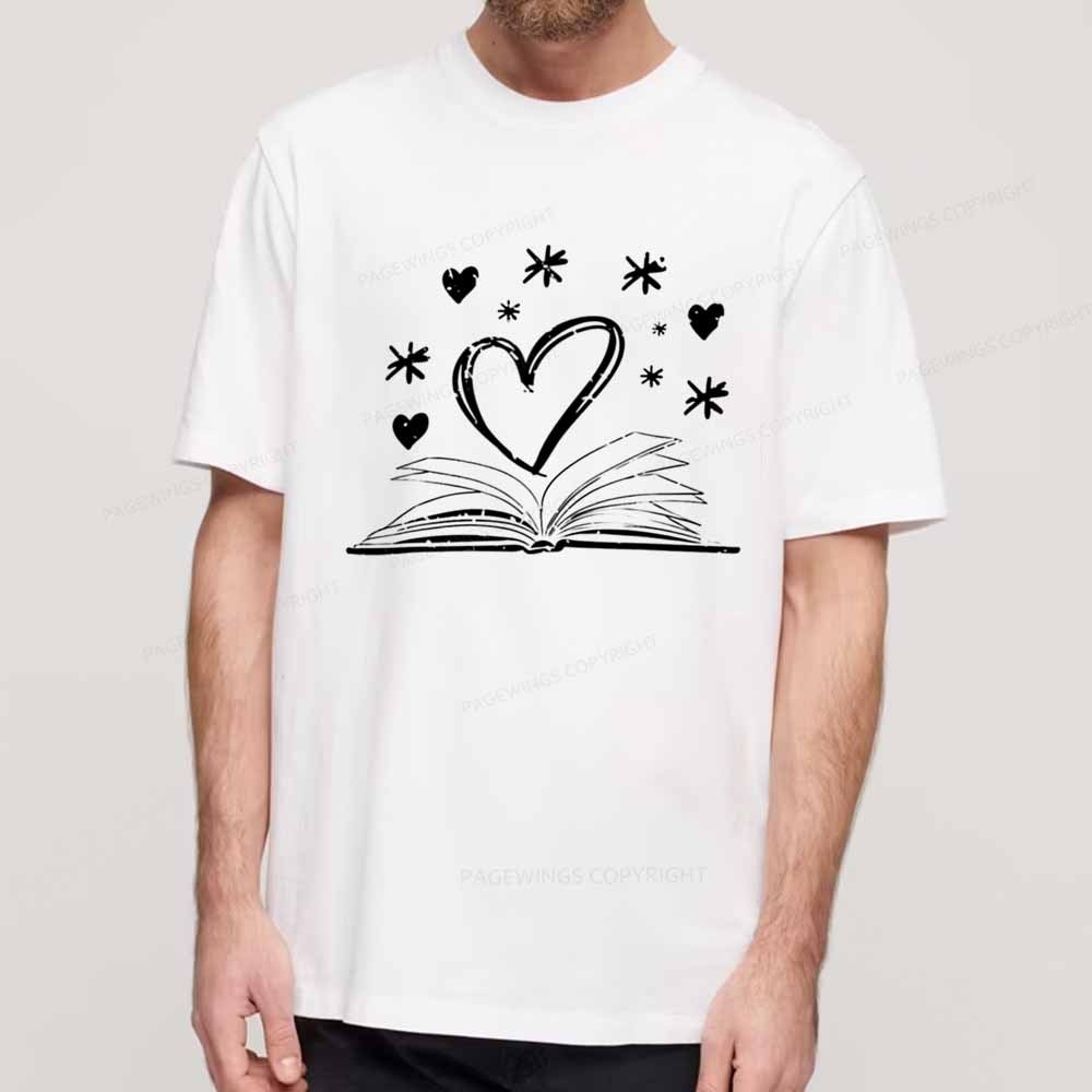 Pagewings Bookworm Librarian Valentines Day Book T-Shirt Unisex Classic T-shirt