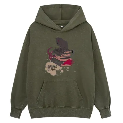 Pagewings Reading is Fun Unisex Washed Hoodie