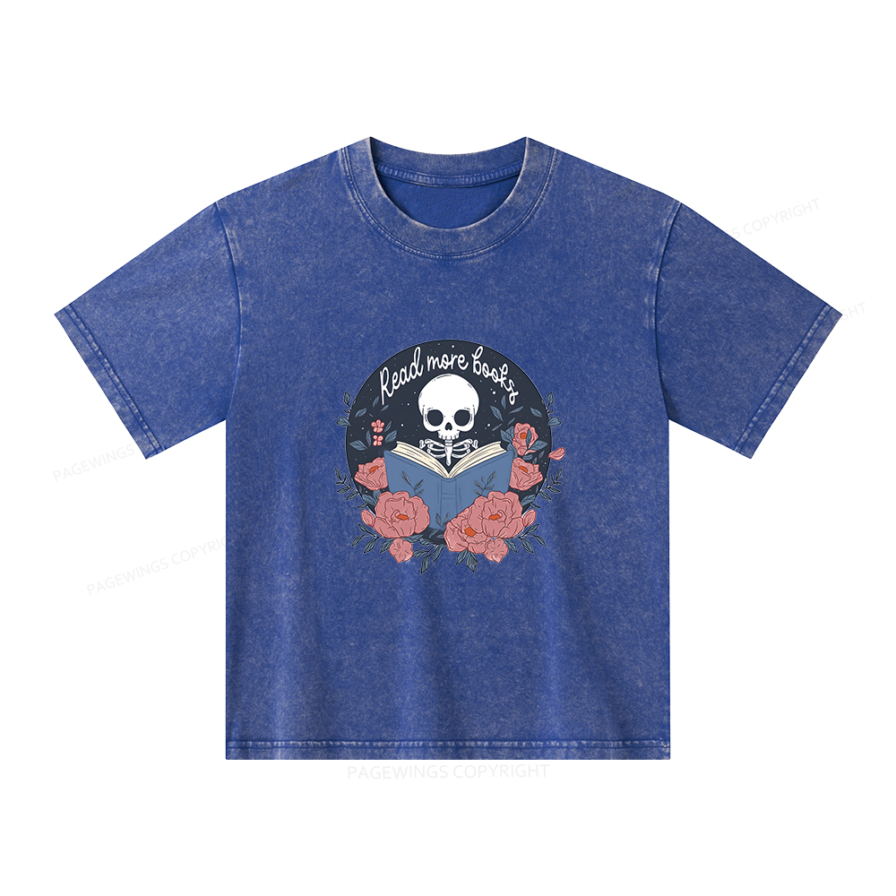 Pagewings Read  More  Books Unisex Kids Washed T-shirt