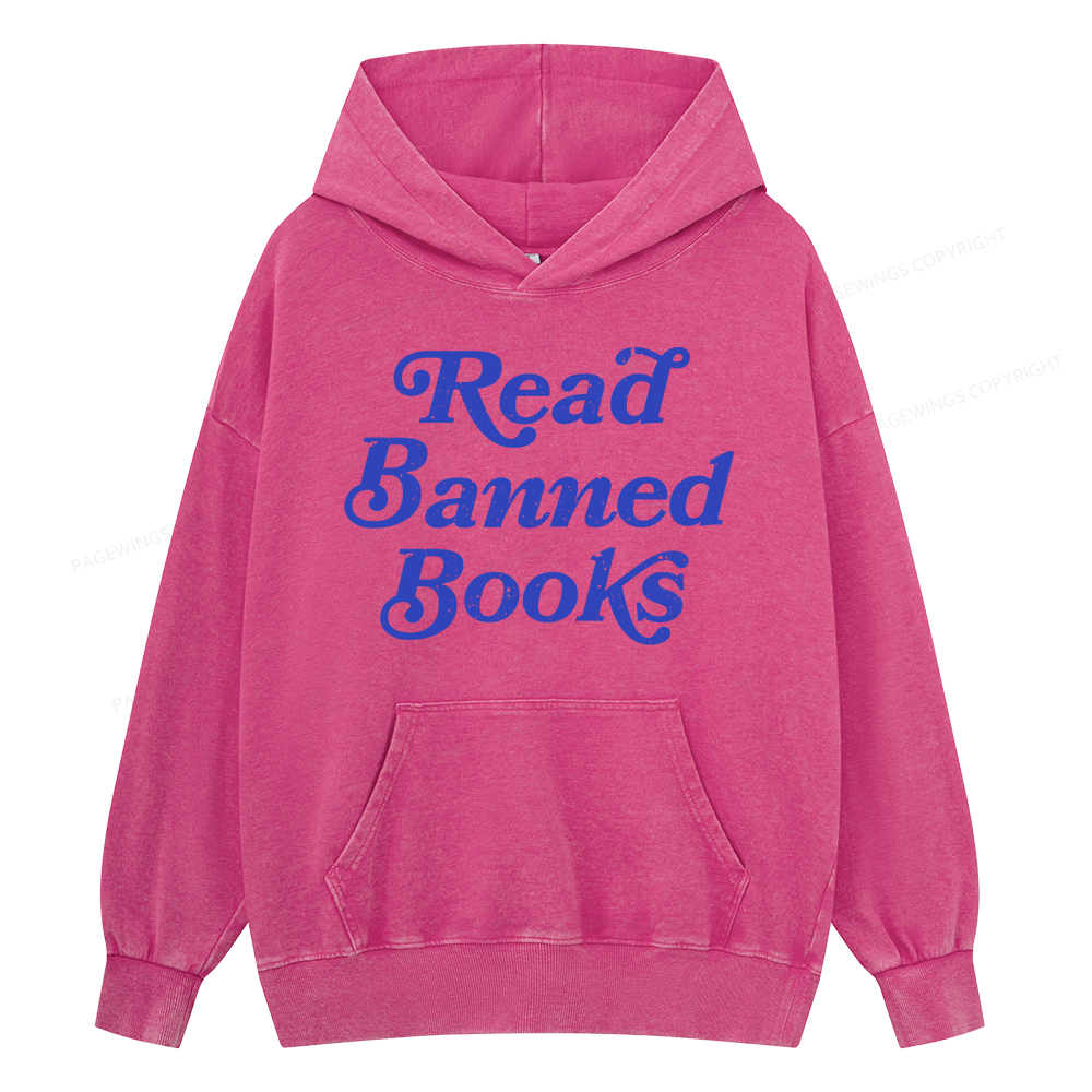 Pagewings Read Banned Books Unisex Washed Hoodie