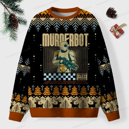 Pagewings Murderbot Unisex Ugly Knit Sweatshirt