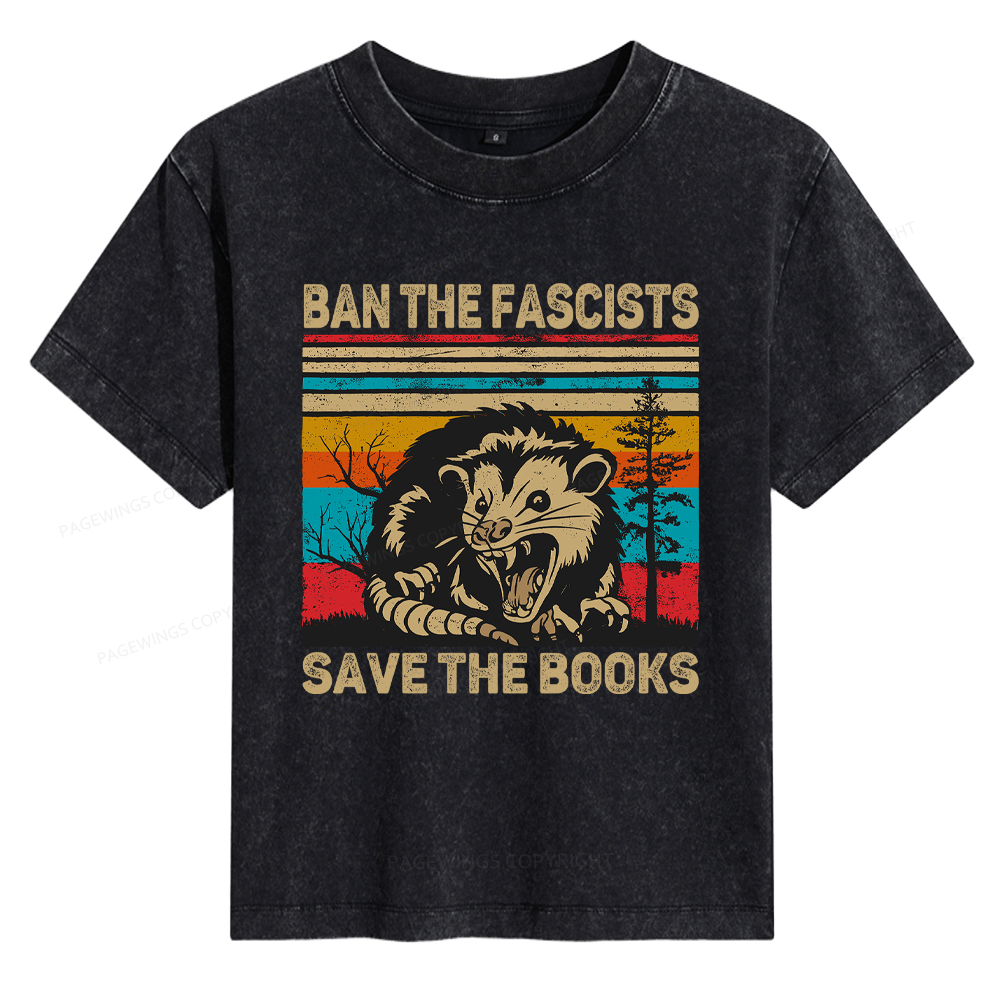 Pagewings Ban The Fascists Save The Books Women's Washed T-shirt