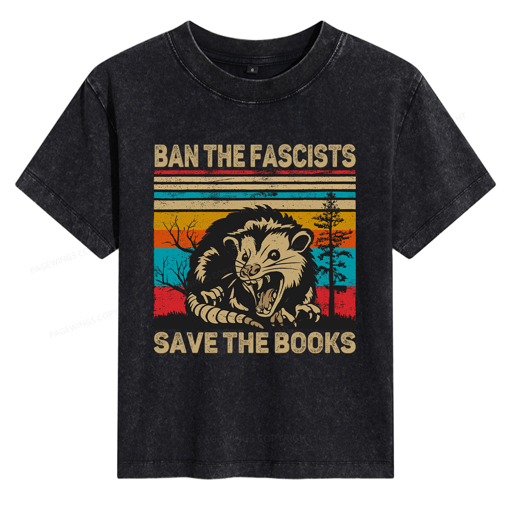 Pagewings Ban The Fascists Save The Books Women's Washed T-shirt