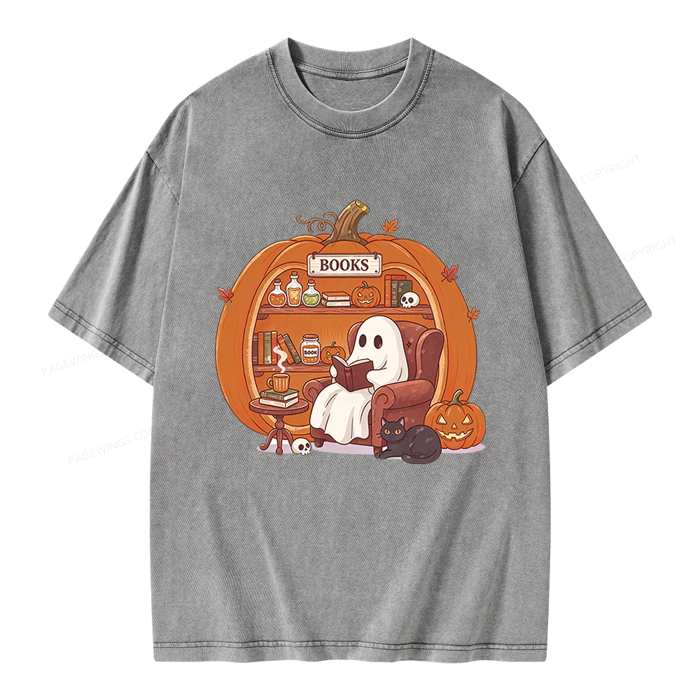 Pagewings Reading Ghost Unisex Washed T-shirt