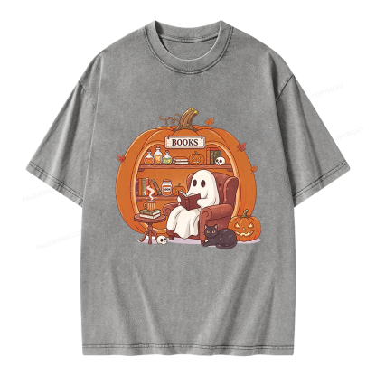 Pagewings Reading Ghost Unisex Washed T-shirt