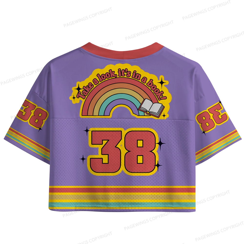 Pagewings Take A Look It's In A Book Women's Crop Mesh Jersey