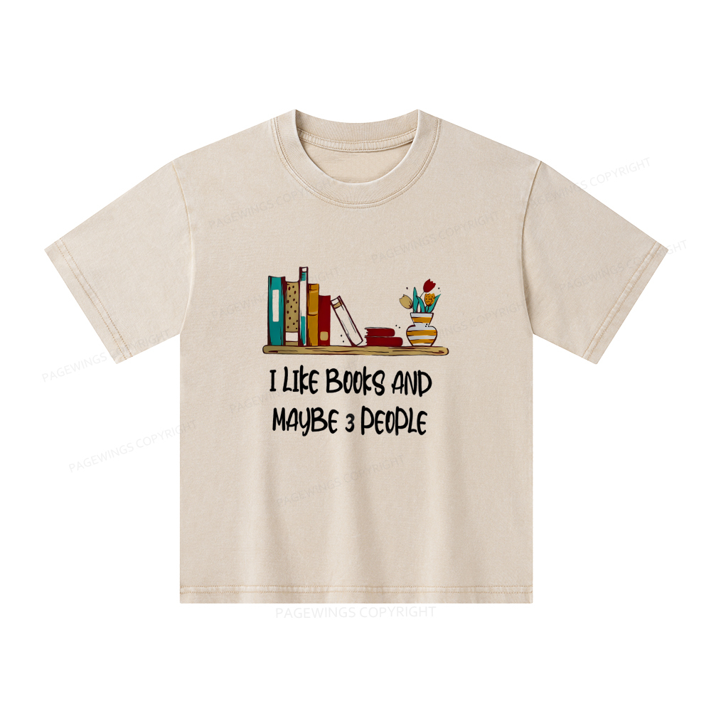 Pagewings I Like Books World Unisex Kids Washed T-shirt