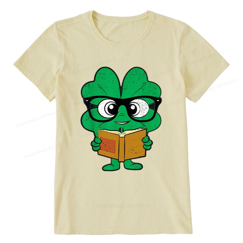 Pagewing Shamrock Reading Books St Patricks Day Unisex Classic T-shirt