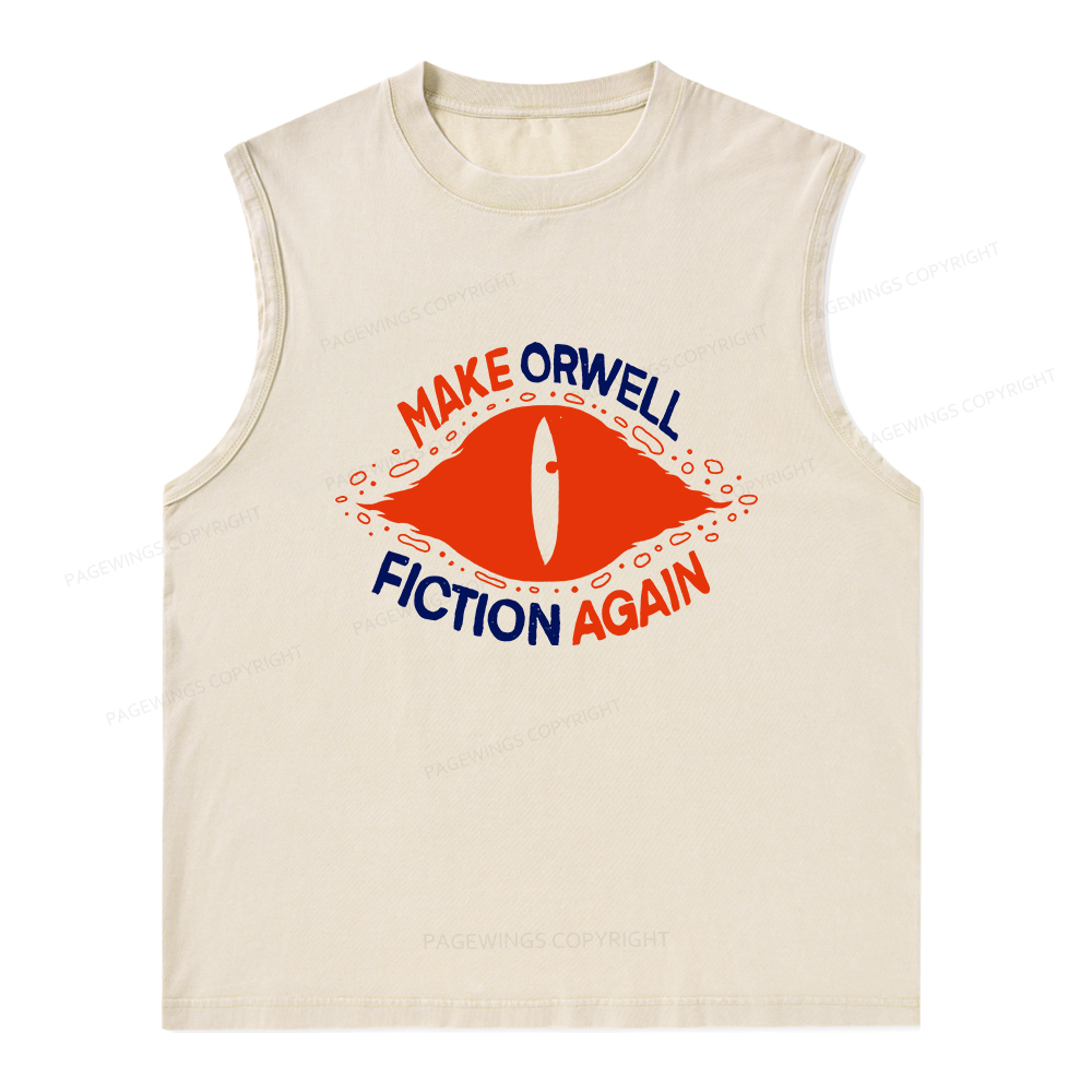 Pagewings Make Orwell Fiction Again Unisex Washed Tank Top