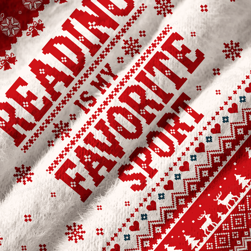 Pagewings Reading Is My Favorite Sport Off Shoulder Ugly Knit Sweater