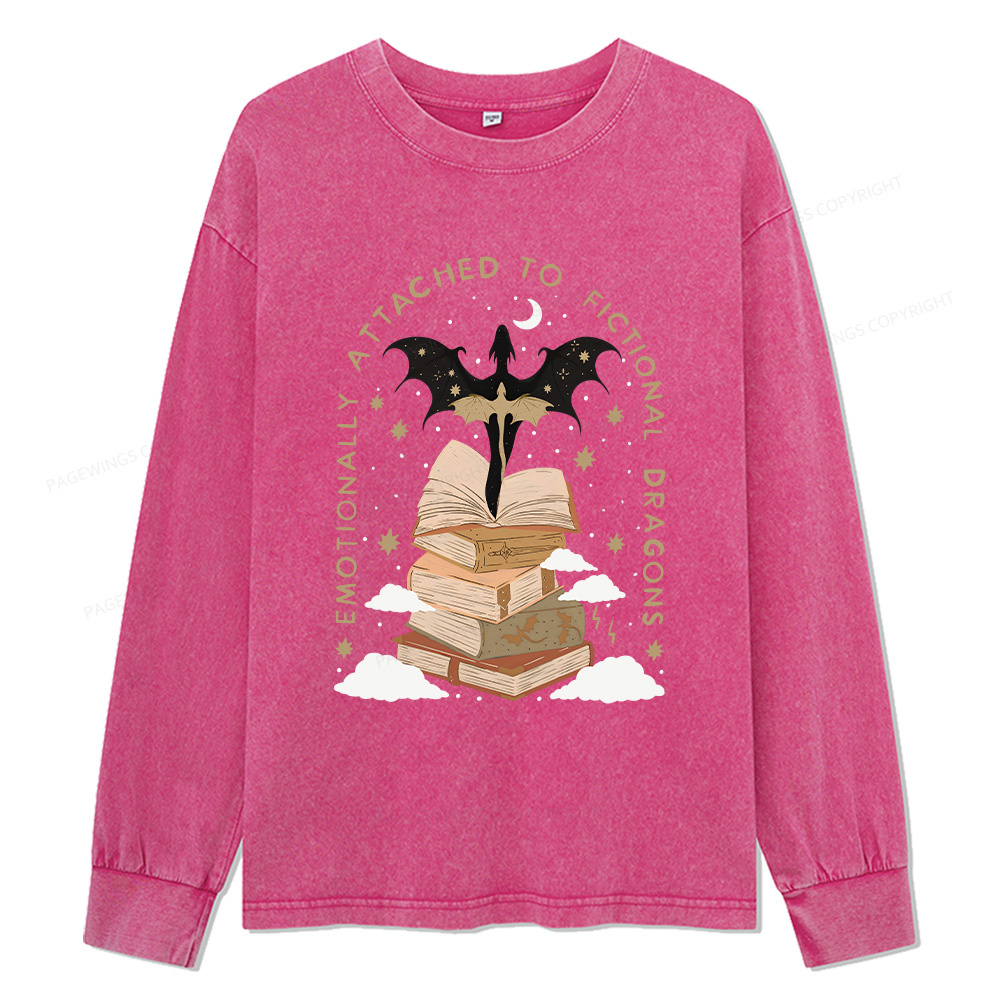 Pagewings Fantasy Romance Reader Gift Romantacy Unisex Washed Long Sleeve T-shirt