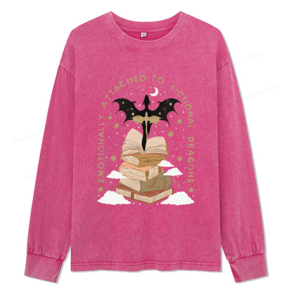 Pagewings Fantasy Romance Reader Gift Romantacy Unisex Washed Long Sleeve T-shirt
