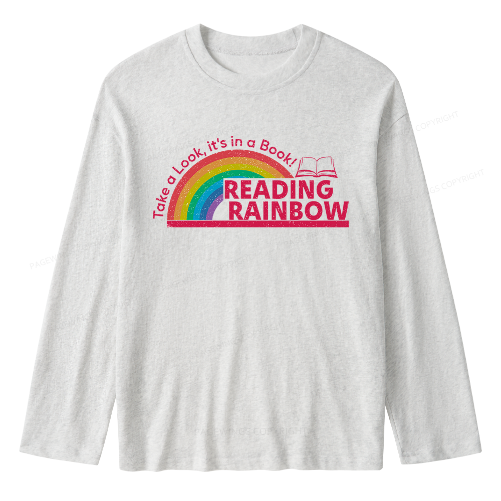 Pagewings Reading With Rainbow Unisex Lightweight Long Sleeve T-Shirt