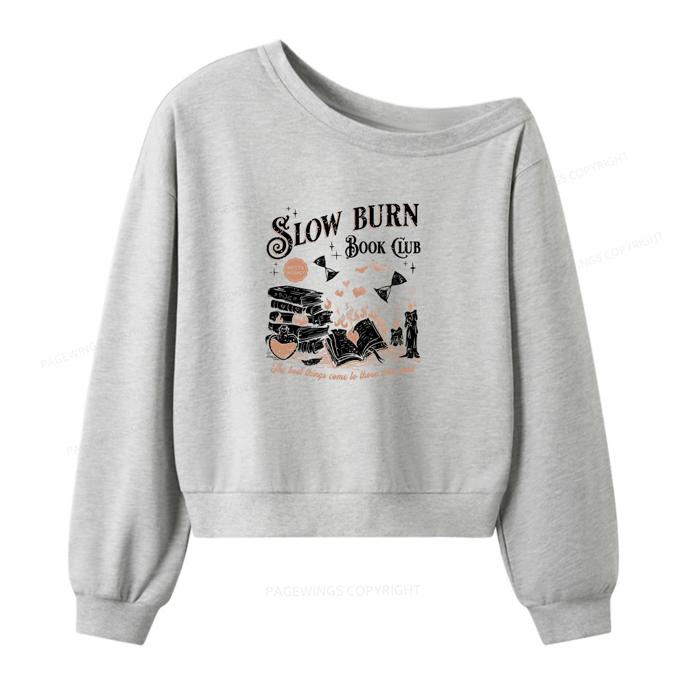 Pagewings Slow Burn Book Club Women Off Shoulder Sweatshirt