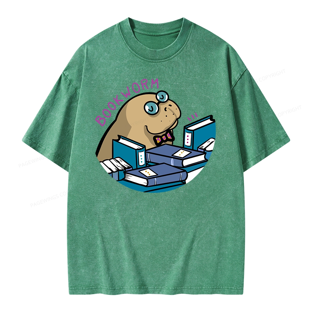 Pagewing Books Worm Unisex Washed T-shirt