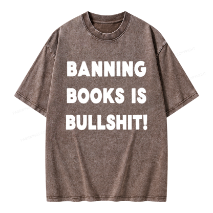 Pagewings Banning Books Is Bs Unisex Washed T-shirt