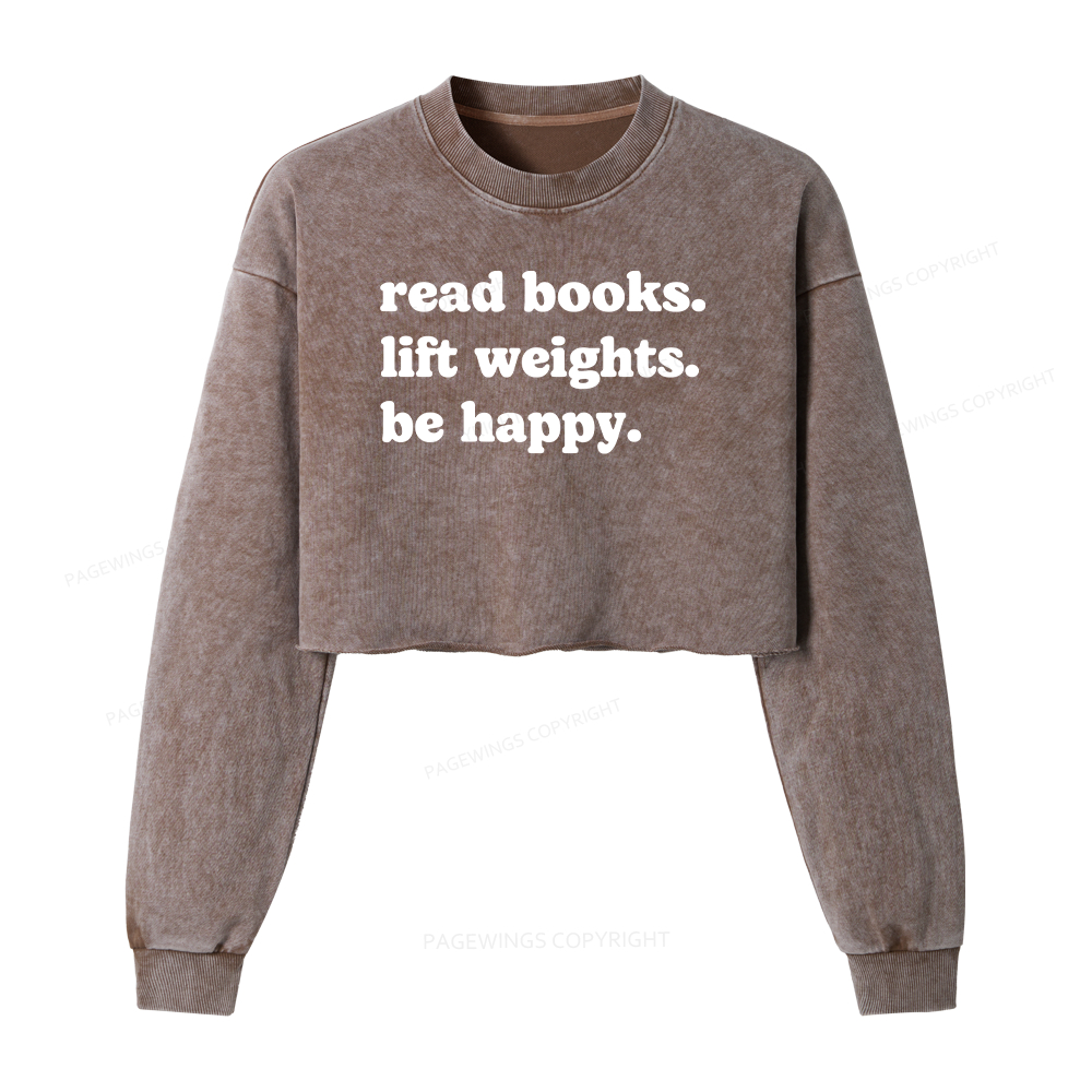 Pagewings Book Lover Gym Washed Crop Sweatshirt