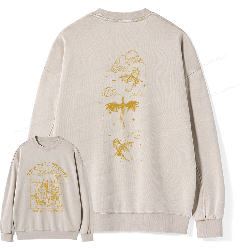 Pagewings I'm Not A Bookworm I'm A Book Dragon Unisex Washed Sweatshirt