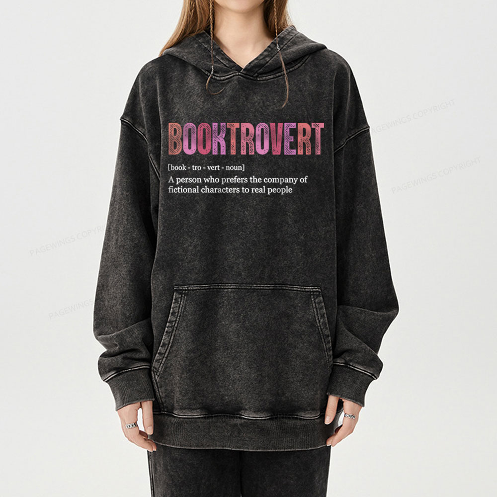 Pagewing Funny Book Lover Unisex Washed Hoodie