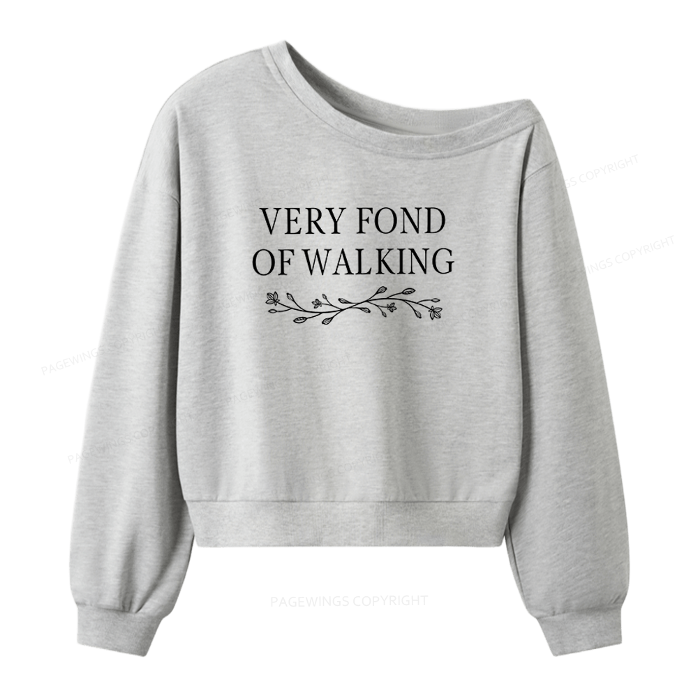 Pagewings Very Fond Of Walking Women Off Shoulder Sweatshirt