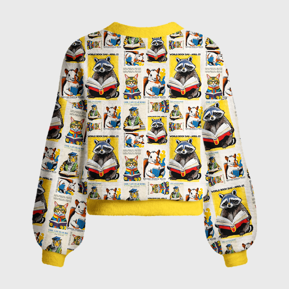 Pagewings Reading Animals Women's Cardigan Sweater