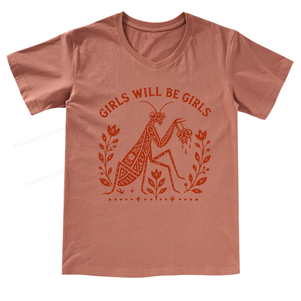Pagewing Girls Will Be Girls V-neck T-shirt