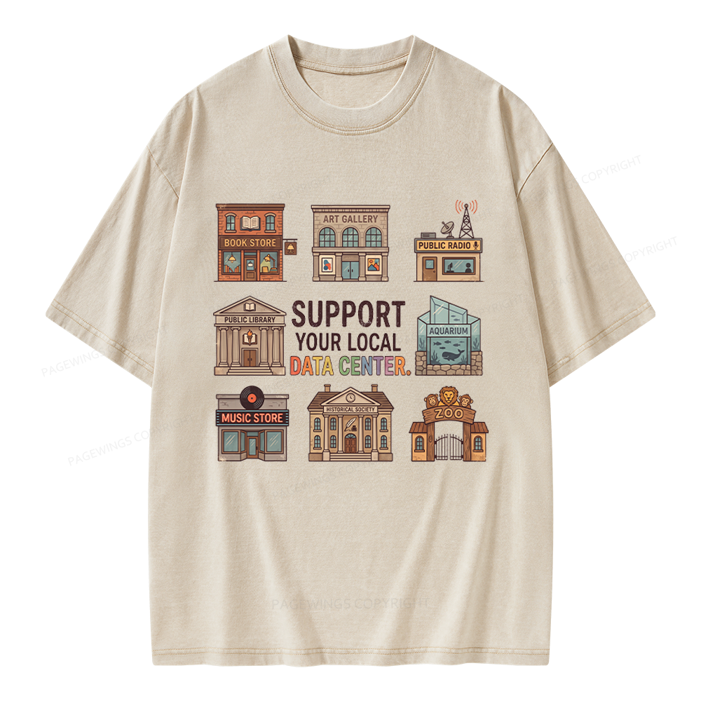 Pagewings Support Your Local Data Center Unisex Washed T-shirt