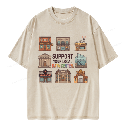 Pagewings Support Your Local Data Center Unisex Washed T-shirt