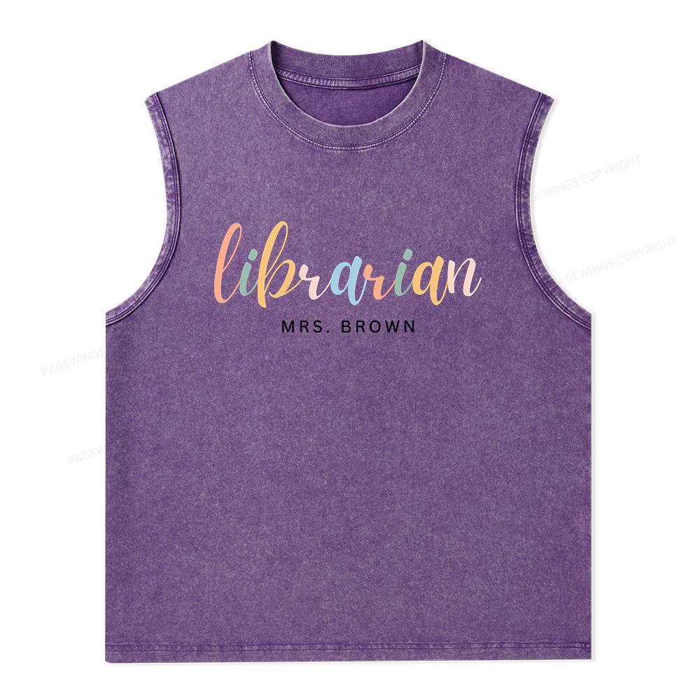 Pagewings Personalized Gift for Librarian Unisex Washed Tank Top