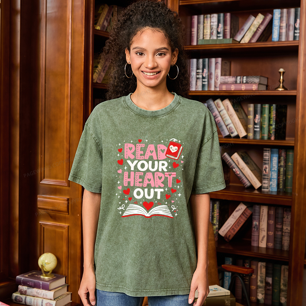 Pagewings Read Your Heart Out Valentine Unisex Washed T-shirt