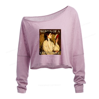 Pagewings Woman Of A Certain Rage Slouchy Long Sleeve Off Shoulder T-shirt