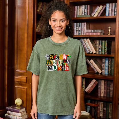 Pagewings Black History Month Unisex Washed T-shirt