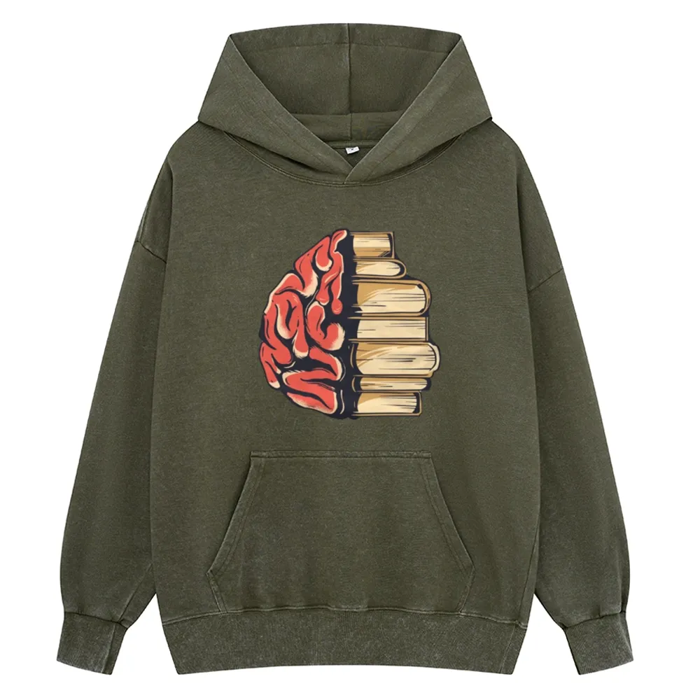 Pagewings Book is Brain Unisex Washed Hoodie