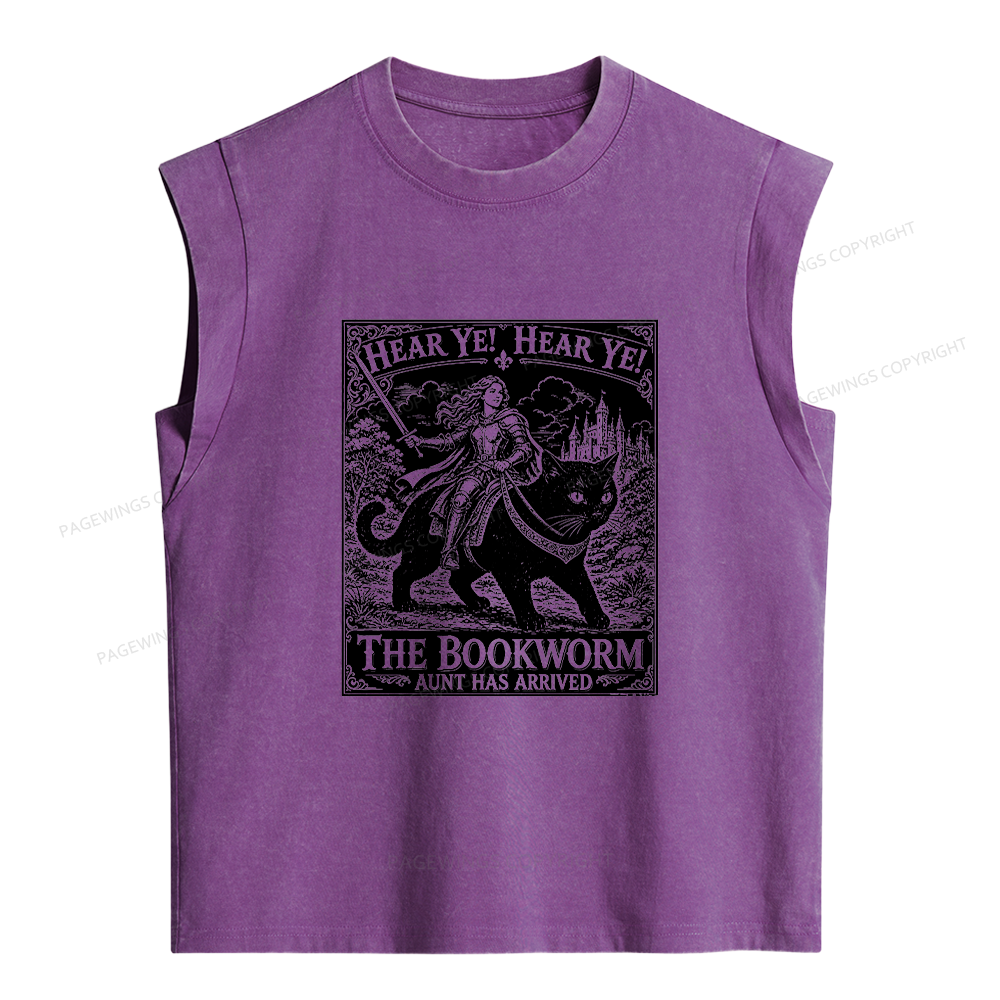 Pagewings Bookworm Knight Riding Women's Washed Tank Top